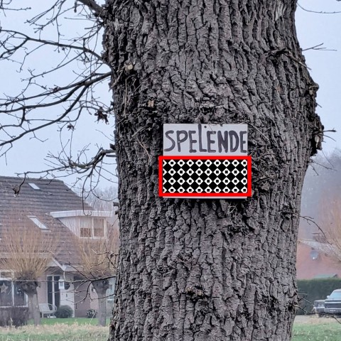 Voorbeeldfoto van de fotopuzzel met een afgeplakt woord